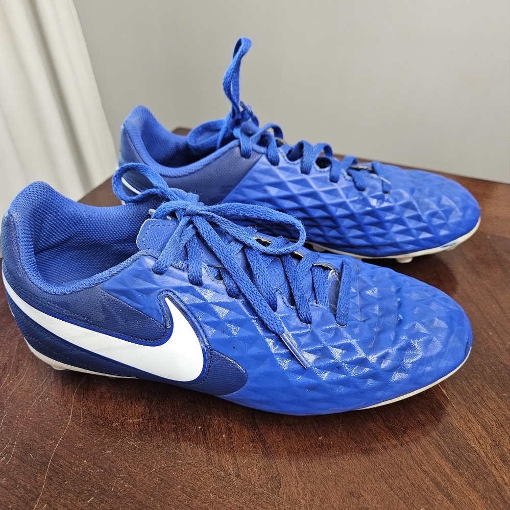 Blue Nike soccer cleats 6y